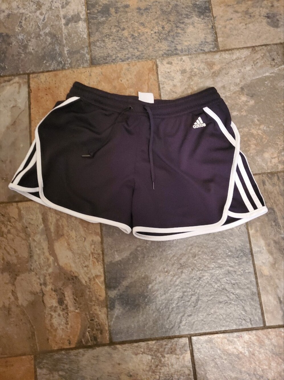 adidas Womens Black Athletic Shorts with White Trim Small0 Preowned